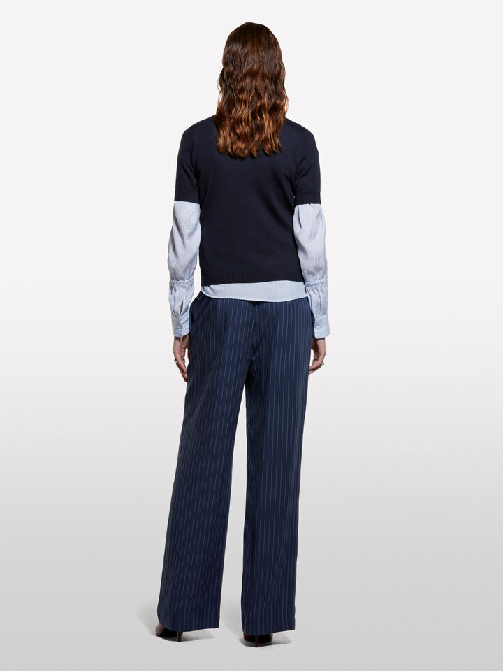 Maglia blu scuro a mezze maniche - maglie collo alto da donna - Blu Scuro | Sisley image number 2